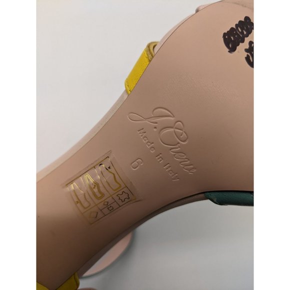 J.Crew Stella Heels with Tortoise Ring Sandals 6 Colorblock Blue/Yellow; - Picture 11 of 11